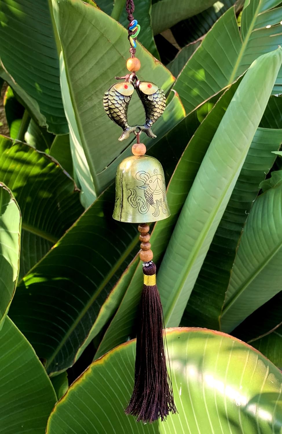 Betterdecor Traditional Lucky Feng Shui Wind Chime Bell Hanging Ornament Decoration for Protection Success Peace and Wealth (Double Carps)