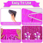4 Pack Pink Foil Fringe Backdrop Curtains, Tinsel Streamers Birthday Party Decorations, Fringe Backdrop for Graduation, Baby Shower, Gender Reveal, Disco Party