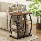 HOOBRO Industrial End Table, 4 Tier End Table with Storage Shelves, Small Side Table with Geometric Metal Frame, Night Stand for Living Room, Bedroom, Office, Rustic Brown and Black BF164BZ01