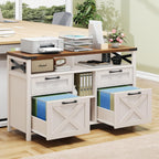 Halitaa Filing Organization Storage Cabinets 4 Drawer with Adjustable Shelf, Lateral Filing Cabinet with Open Storage Shelf for Home Office, Farmhouse File Cabinets for Hanging Files Letter/A4.White