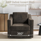 Swivel Accent Chairs Set of 2, 360° Swivel Armchairs, Light Coffee