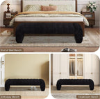 Shoe Bench for Entryway, 69.7''W Modern End of Bed Bench Long Ottoman for Living Room, Cloakroom, Black.