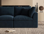 ohllob 140" U Shaped Couch, Cloud Sectional Couches for Living Room, Couch with Ottoman, Oversized 4 Seater Modular Sectional Sofa, Dark Blue