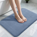 Yimobra Memory Foam Bath Mat, Super Soft Absorbent Bathroom Rug Non Slip 31.5x20 Inch, Quick Dry, Machine Washable Floor Carpet for Tub Shower, Home Decor Accessories, Denim Blue