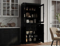 Palace Imports Solid Wood Tall Pantry Cabinet – 71.5" H x 32" W – Black Wooden Storage Cabinet for Kitchen with Clear Glass/Shaker Doors, 2 Drawers & 4 Adjustable Shelves, 100% Eco-Friendly Wood