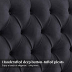 Jocisland Queen Bed Frame 61.4" Tall Headboard Velvet upholstered,Black