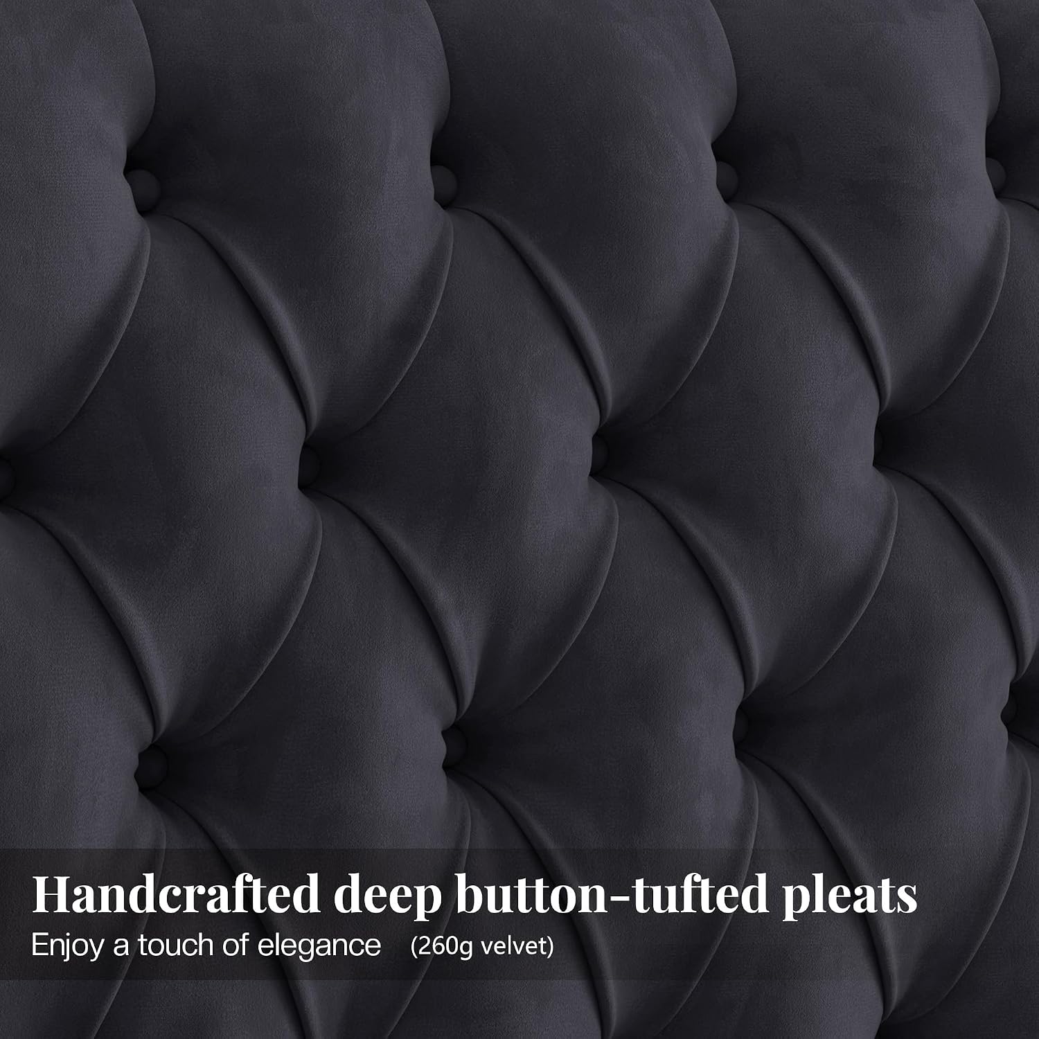Jocisland Queen Bed Frame 61.4" Tall Headboard Velvet upholstered,Black