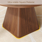 47 Inch Round Dining Table for 4-6, Circle Kitchen Table with Thickened Tabletop, Modern Dining Room Tables with Square Pedestal Base, Dinner Tables for Kitchen Small Space, Walnut (Table Only)