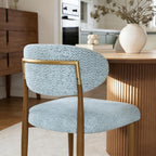 300LBS Dining Chairs Set of 2,Metal Kitchen Chairs,Modern Chenille Upholstered Dining Room Chairs with Ergonomic Curved Backrest for Kitchen Dining Room,Deep Blue-Gray