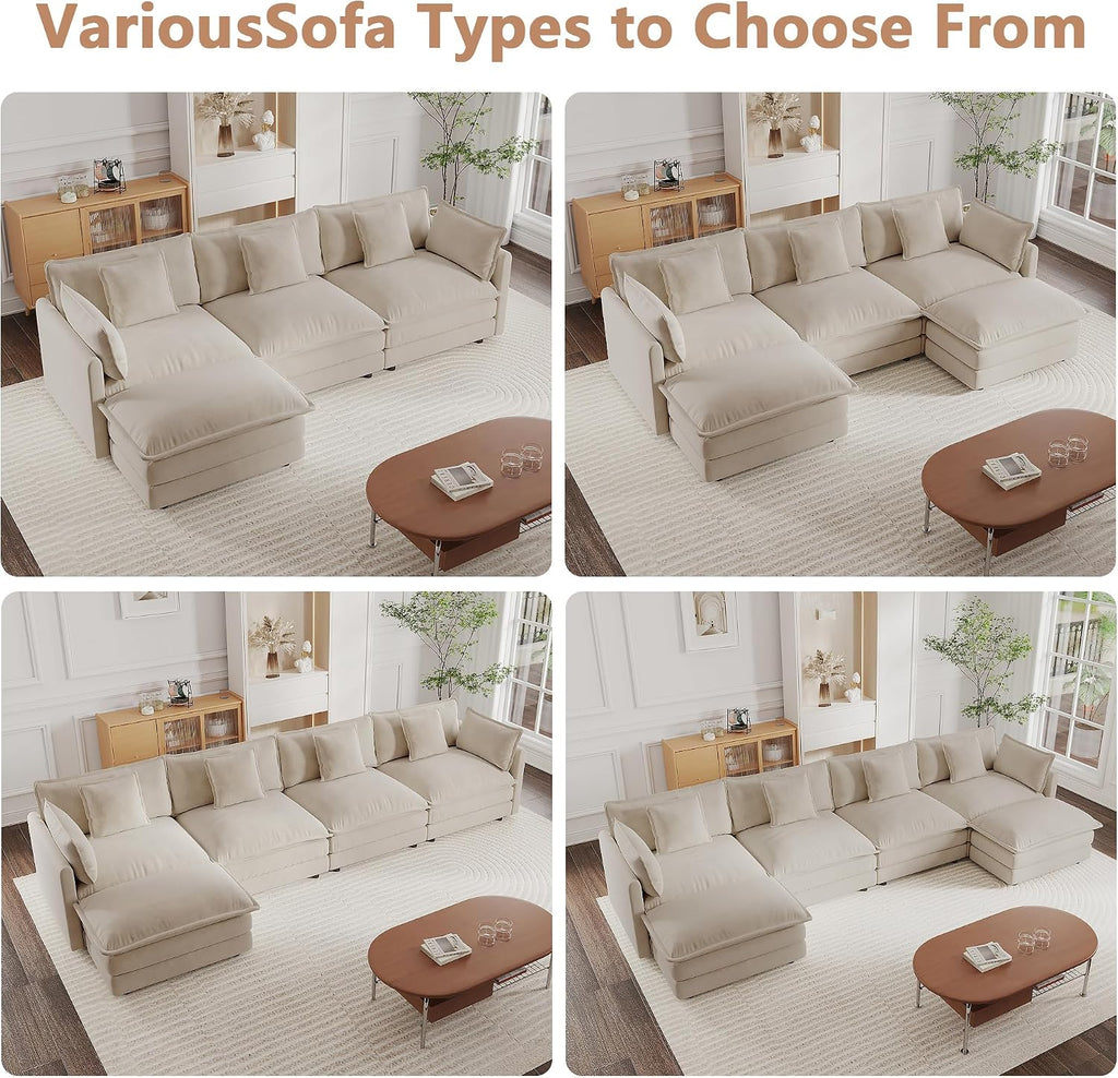 mikibama Luxury Oversized 3 Piece Sofa Set, 2 Pieces of 2 Seater and 1 Piece of 3 Seater Sofa, Modern Chenille Comfy Cloud Couches Set with 13 Pillow for Living Room Office, Light Coffee