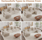 mikibama Luxury Oversized 3 Piece Sofa Set, 2 Pieces of 2 Seater and 1 Piece of 3 Seater Sofa, Modern Chenille Comfy Cloud Couches Set with 13 Pillow for Living Room Office, Light Coffee