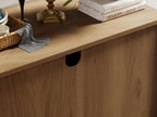 FENSULN Buffet Sideboard Cabinet Farmhouse Modern 3 in1 Storage Cabinet with Adjustable Shelves for Kitchen, Coffee Bar, Living Room, Oak