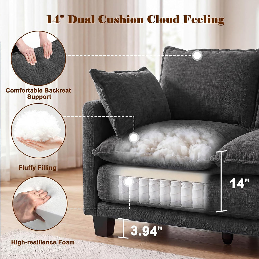 49" Loveseat Sofa Bed, 2 in 1 Convertible Small Sofa Pull Out Couch Bed Chenille Deep 2 Seat Sleeper Twin XL Futon Mattress for Small Spaces Living Room Bedroom Apartment Office, Grey