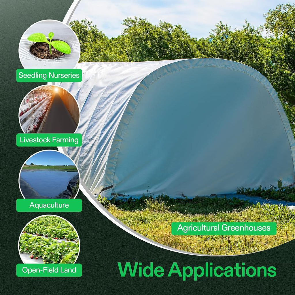 VIVOSUN Black and White Panda Film, 10' x 100' 5.5 Mil Poly Film, Blackout Tarp for Warm House