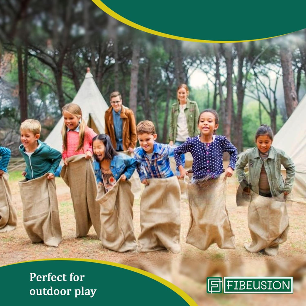 Heavy Duty Reusable Burlap Sacks (Set of 6) – 24" X 40" Perfect Sack Race Bags for Adults and Kids, Outdoor Lawn Games, Vegetable Storage & Gardening - 50lbs Capacity Potato Sacks