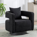 Swivel Accent Chair, Modern Swivel Barrel Chair for Living Room, 360 Degree Comfy Square Accent Chair with Open Back, Upholstered Armchair for Bedroom,Reading, Boucle, Black