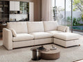 Ihanherry 117" Oversized Modular Sectional Sofa, Modern L Shaped Cloud Couch with Storage Ottoman, 4-Seat Comfy Chenille Deep Seat Sofa with 2 Pillows for Living Room, Beige