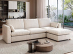 Ihanherry 117" Oversized Modular Sectional Sofa, Modern L Shaped Cloud Couch with Storage Ottoman, 4-Seat Comfy Chenille Deep Seat Sofa with 2 Pillows for Living Room, Beige
