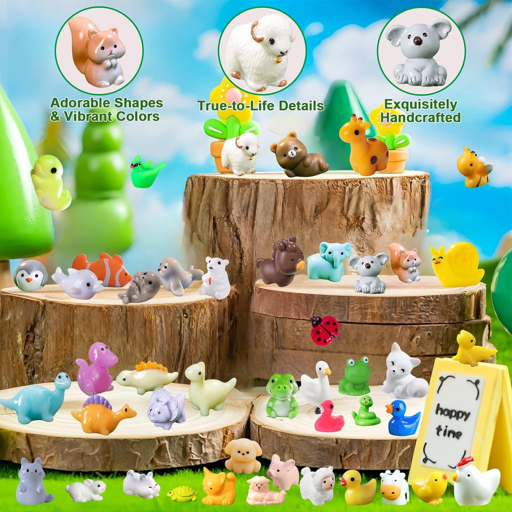 45-Piece Mini Resin Animals, 45 Styles Resin Animals Variety Pack for Dollhouse Fairy Garden Miniature Accessories Home Landscape Aquarium Hide DIY Crafts Decor Gift Giving
