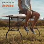 6 Foot Folding Table, Sturdy 330LBS Capacity, Reinforced Steel Legs, Foldable Design with Safety Lock, Portable Folding Table for Parties, Picnics, Weddings, Camping, 2 Pack