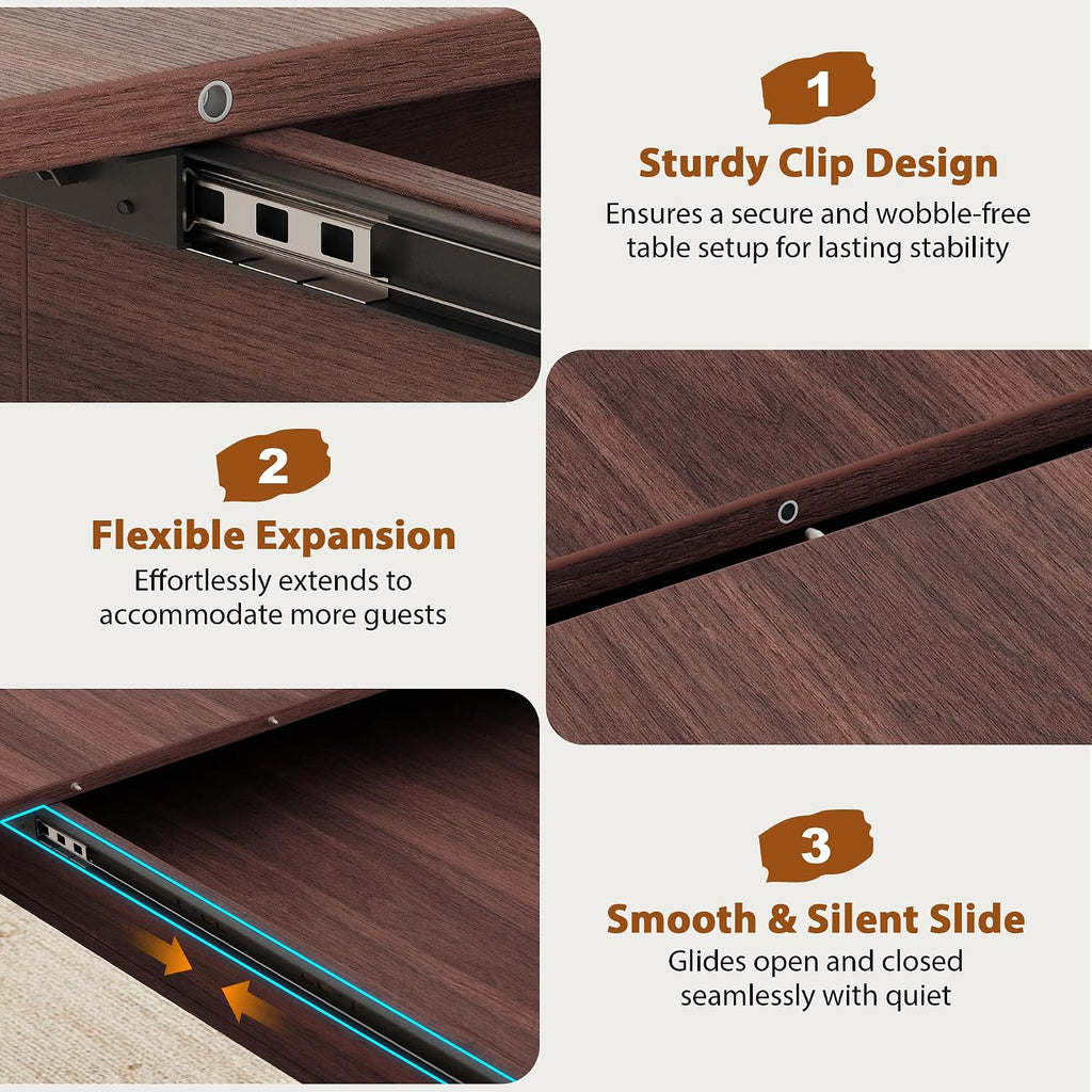 Extendable Dining Table, Round Kitchen Dining Room Dinner Table with for 4 6 8 People, Space Saving Modern Oval Expandale Furniture with Storage and Pedestal for Kitchen Living Room (Brown)