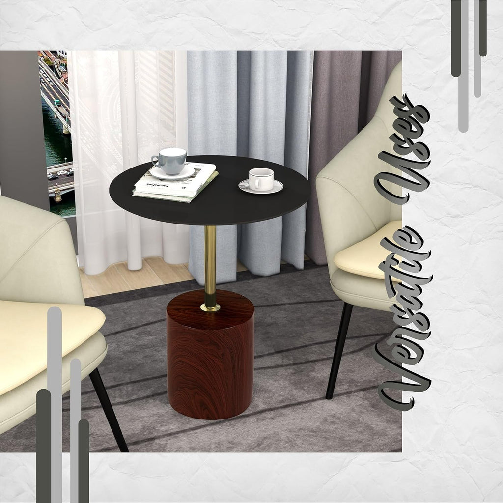 LeisureMod Round Side Table with Modern Stainless Steel Pedestal Base, Chic Accent End Table and Multi-Functional Indoor Nightstand for Living Room, Bedroom, Sofa or Small Spaces, Brown
