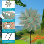 2 Pack Wind Spinners Outdoor Clearance Metal Vintage Green,Wind Sculpture Small Iron Windmill is Decorative Garden Stakes for Patio Lawn Outdoor Yard Lawn Garden Decor