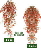 RECUTMS Fall Artificial Hanging Plants 4 Pcs Autumn Fake Ferns Artificial Plants Large Faux Hanging Plant Wall Thanksgiving Room Home Garden Wedding Party Indoor Outdoor Decor(Fall Orange)