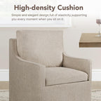 KISLOT Upholstered Dining Chairs Set of 1 with Washable Cover, Khaki | Modern Rolling Dining Room Chairs with Casters, Hidden Storage Seat, Linen Look Fabric, Padded Kitchen Accent Chairs