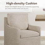 KISLOT Upholstered Dining Chairs Set of 2, Modern Dining Room Chairs with Casters & Washable Cover, Rolling Accent Chair with Hidden Storage for Kitchen, Farmhouse, Linen, 2 Box