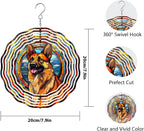 German Shepherd Dog Wind Spinners Outdoor Dog Memorial Gifts, 3D Metal Kinetic Hanging Garden Wind Spinner, Spinner Decor, Wind Sculptures for Outdoor & Indoor, Window, Yard Decor (German Shepherd 1)