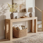 86.75" Extra Long Console Table for Entryway, Narrow Entryway Table | 11.75" Narrow Behind Couch Table, Long Tabletop, Wood Grain, Farmhouse Sofa Table for Living Room Hallway, Oak