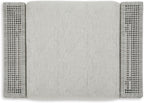Signature Design by Ashley Seton Creek Casual Nuvella Weather Resistant Fabric Outdoor Ottoman with Cushion, Light Gray & Light Brown