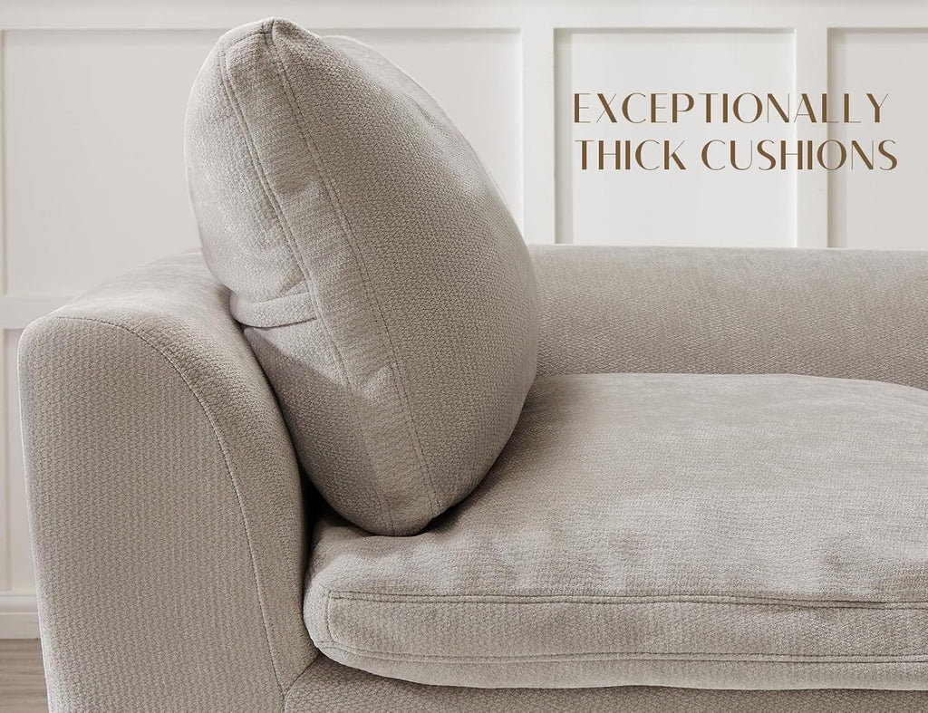 ohllob 110" Cloud Sectional Couches for Living Room, L-Shape Couch with Ottoman, 3 Seater Modular Sectional Sofa, Light Grey
