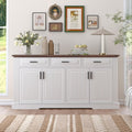 Modern Freestanding Storage Cabinet with Drawers Shelves and Countertop, Buffet Sideboard for Kitchen Living Room Entryway Office Coffee Bar (White-3 Drawer)