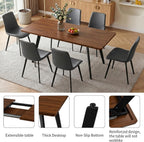 Zerifevni 70.87" Large Extendable Dining Kitchen Table with 6 Chairs | Compact Table with Removable Leaf, Modern MDF Wood Grain Table for Small Space Apartment, Easy Assembly