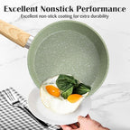 DishDelight Induction Pots and Pans Set Non Stick, 12 Piece Nonstick Induction Granite Kitchen Cookware Sets, Induction Cookware Frying Pans and Saucepan Set, Nonstick Granite Cooking Set, Green
