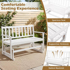Tangkula 2-Person Patio Acacia Wood Glider Chair, 800 LBS | Armrests, Slatted Seat & Backrest, Heavy-Duty, for Porch, Garden, Backyard and Poolside