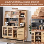 Pantry Storage Cabinet with Microwave Stand, Sliding Charging Station, Drawers & Shelves - Tall Food Pantry Organizer for Home, Metal Orifice Plate Included