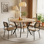 Miereirl 42.13" Round Dining Table for 4, Modern Kitchen Table with Open Storage Shelf, Wood Dining Table for Dining Room, Apartment, Small Spaces