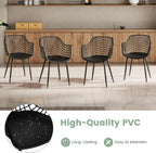 GOFLAME Dining Chairs Set of 4, Plastic Kitchen Chairs with Metal Legs, Hollowed Backrest and Curved Seat, Modern Accent Chairs, Armless Side Chairs for Living Room, Dining Room, Bedroom, Black