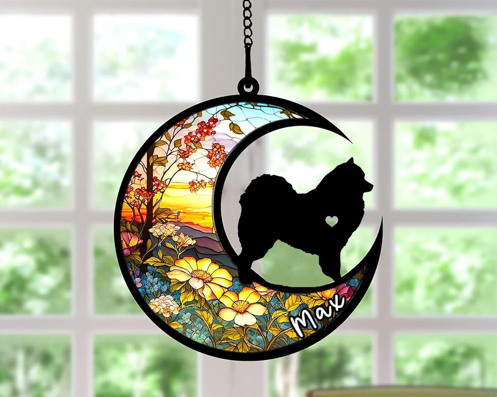 Personalized Dog Memorial, Custom Name Samoyed Dog Christmas Ornament with Name, Custom Breeds, Pet Loss Light Catcher, Gifts for Lovers Loss of Pet Sympathy on Mothers Day Christmas