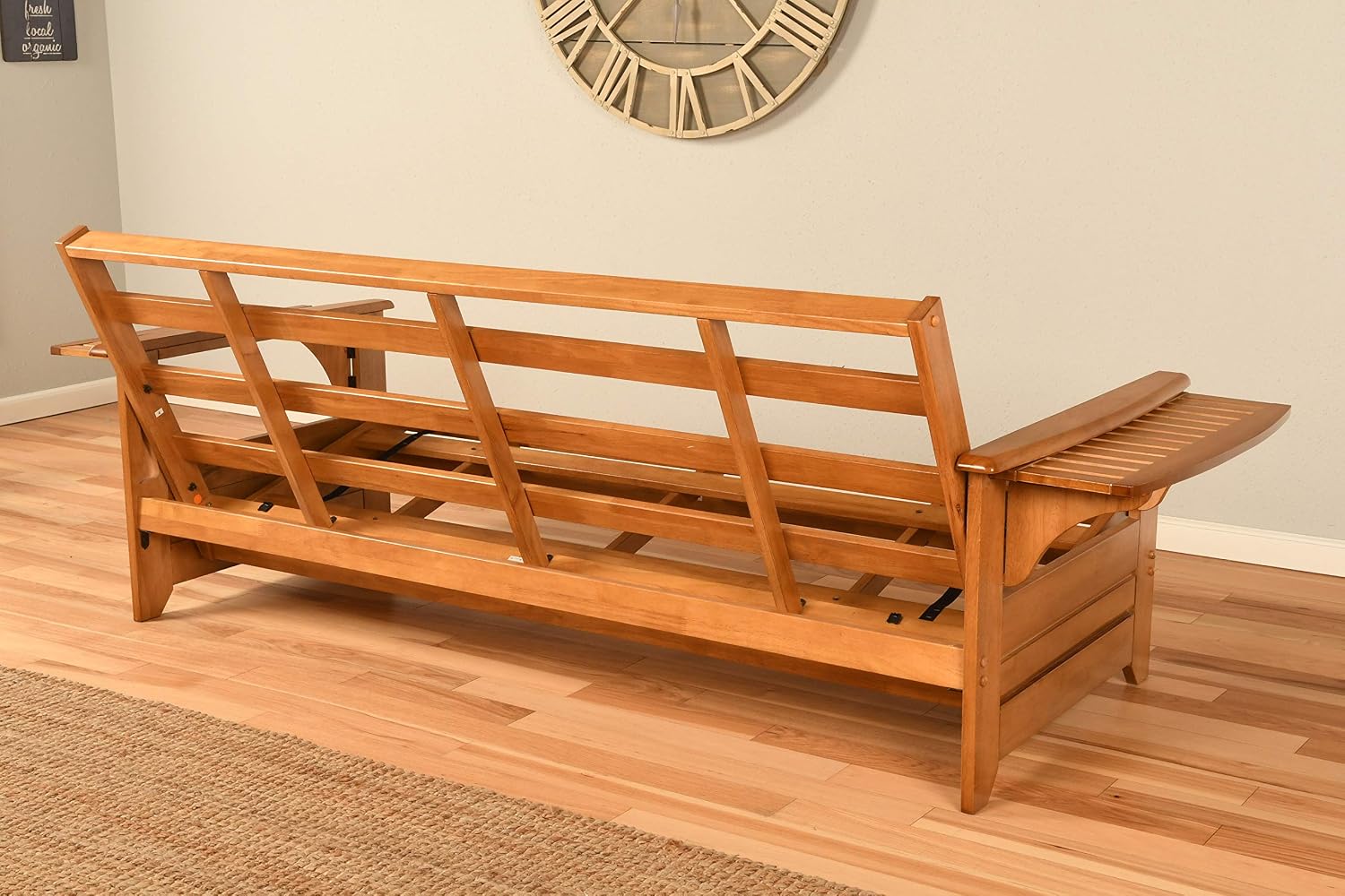 Kodiak Furniture Phoenix Full Size Futon In Butternut Finish, Linen Stone