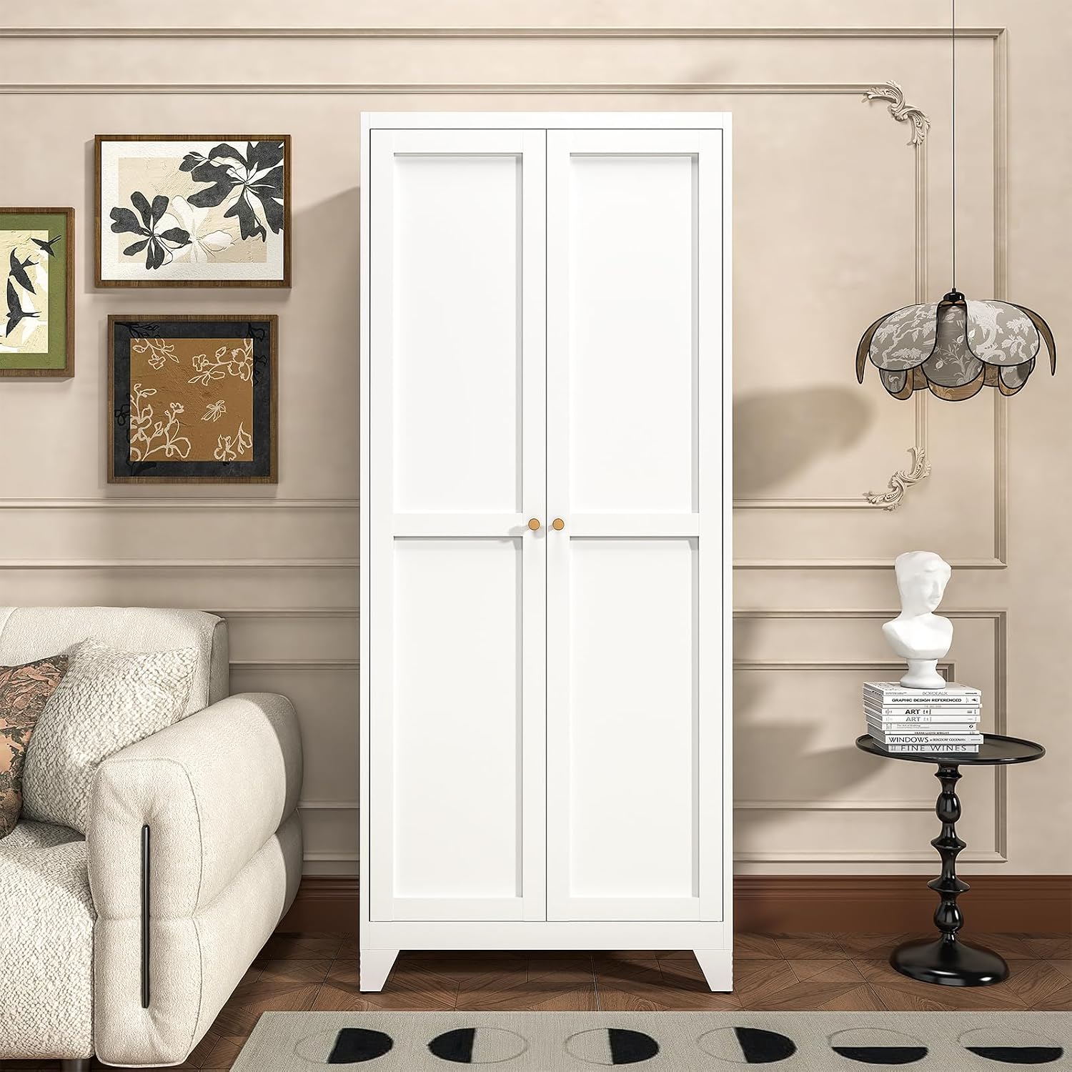 71" Metal Kitchen Pantry Cabinet with Dual Opening Design, Tall Storage Cabinet with Large Capacity, Freestanding Cupboard,Ideal for Small Space Organization, White