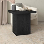 Henn&Hart 22" Fluted Modern Wooden Square End Table, Ribbed Side Table, Nightstand for Living Room, Office, Family Room, or Bedroom, Natural Black