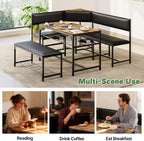 Concho Kitchen Breakfast Nook Table Set with Soft Seat, Corner Dining Table Set for 4-6 People, Dining Room Sets for 4, Space Saving Kitchen Booth Seating with Table for Small Space, Coffee Brown