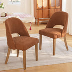 Wooden Dining Chairs Set of 2, Upholstered Modern Chenille Dining Room Chair Kitchen Chairs, Comfy Farmhouse Dinner Chair for Kitchen Dining Room, Orange