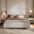 King Size Bed Frame,Upholstered Platform Bed,Wingback Headboard