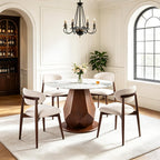 YYQ 45" Round Dining Table Set, Faux Marble Dining Table with 4 Dining Chairs Set, Tempered Glass Tabletop with Antique Brass Metal Base (45" Table with 4 Chairs)