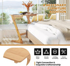 Tangkula Bamboo TV Tray Sofa Side Table, Z-Shaped Couch Table with 30” x 16” Tabletop, Space-Saving Snack Laptop Desk, Quick Assembly, End Table for Home, Office, Library (1, Bamboo)